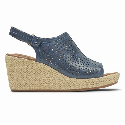 Rockport Cobb Hill Erika Perforated Wedges Damen Blau TXD-597084